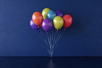 Colorful balloons flying celebration background decoration.