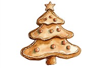 Christmas tree cookie illustration gingerbread watercolor.