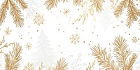 White background with gold glitter pattern snowflakes branches.