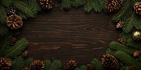 Decorative frame of pine branches christmas wood decoration.