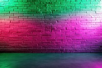 Neon light brick walls lighting background lights.