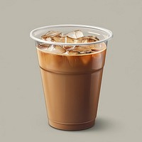 An isolated plastic cup of an ice machiato coffee drink beverage refreshing.