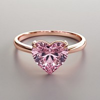 An isolated close up pink heart shape diamond ring gemstone jewelry heart-shaped.