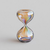 An isolated transparent psychedelic hourglass object reflection decorative.