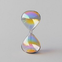 An isolated transparent psychedelic hourglass measurement reflection colorful.