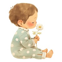 A cute boy holding flower illustration colors child.