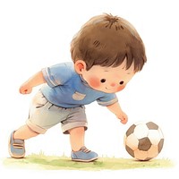 A cute boy Playing with a ball illustration watercolor children's.