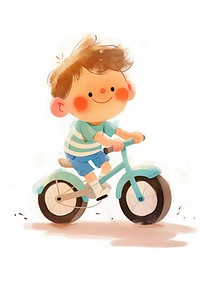 A cute boy riding a bike illustration children's bicycle.