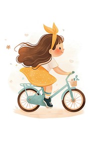 A cute girl riding a bike art illustration children's.