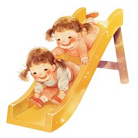 A cute kids Sliding down a slide outdoors children playground.