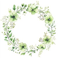 Summer color tone green flowers circle frame illustration watercolor wreath.