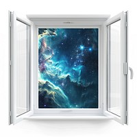 White plastic window astronomy universe galaxy.