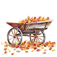 Autumn wheel barrow illustration watercolor autumn.