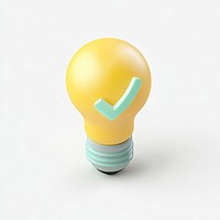 Yellow light bulb icon lightbulb checkmark illustration.