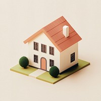 3D house model architecture minimalist isometric.