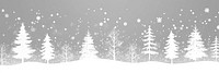 Snowy with silhouettes of White Christmas trees and bokeh lights winter snow illustration.