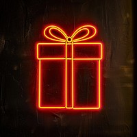 Red christmas present box light neon sign.