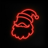 Red santa profile icon lights neon christmas.