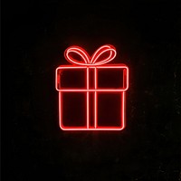 Simple Christmas present box light neon sign.