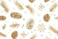 Glittery pine branches pattern snowflakes background conifer.