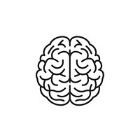 Simple brain connection icon illustration white line.