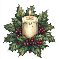 Holly leaves candle leaf illustration.