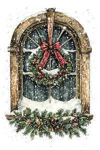 Christmas wreath christmas illustration vintage.