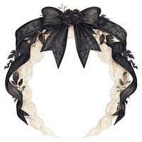 Coquette circle gothic arch illustration ribbon black.