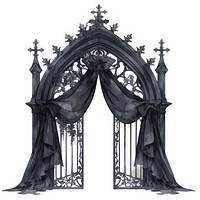 Black coquette gothic arch architecture illustration church.