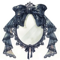 Black coquette mirror illustration style lace.