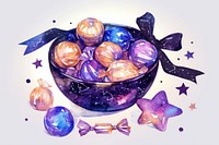 A halloween candy purple illustration watercolor.