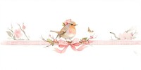 Robin bird in center art illustration ribbon.