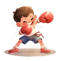 A cute boy Practicing boxing moves illustration sports child.