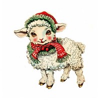 Sheep character christmas vintage style.