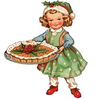 Pie character christmas vintage retro.