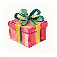 Christmas gift box illustration bow watercolor.