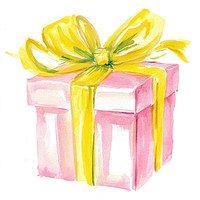 Christmas gift box watercolor yellow art.