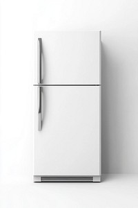 Real white fridge refrigerator appliance freestanding.