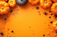 Pumpkins spiders background halloween.