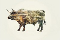 Bull with money bull illustration investment.