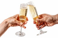 Hands toasting champagne glasses drink wine celebratory.