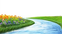 Flowers river background landscape.