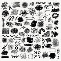 A collection of black ink scribble art illustration. Set of black ink scribble in various design illustrations. Illustration of black ink scribble art collection, scribble lines art illustration