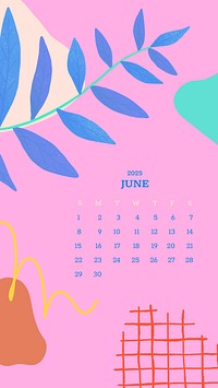 June 2025 calendar mobile wallpaper template vector