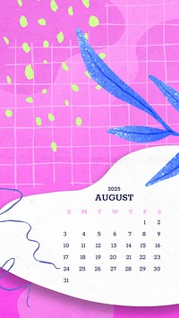 August 2025 calendar mobile wallpaper template vector