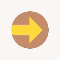 Yellow arrow inside brown circle design illustration