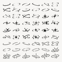 Various abstract orbit star symbol set vector. Set of abstract orbit star symbol in various vector design illustrations. Various abstract orbit star symbol vector collection.