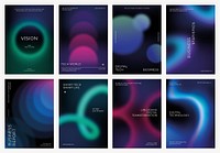 Digital technology business dark poster template vector set. Business dark gradient poster design set. Digital technology business poster in dark blue. Vector set. Modern design poster template