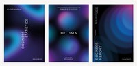 Digital technology business dark poster template vector set. Business dark gradient poster design set. Digital technology business poster in dark blue. Vector set. Modern design poster template