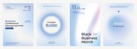 Gradient blue business poster template vector set. Vector set of business pastel blue poster. Professional business annual poster. Minimal and simple poster design set. Business report poster in blue